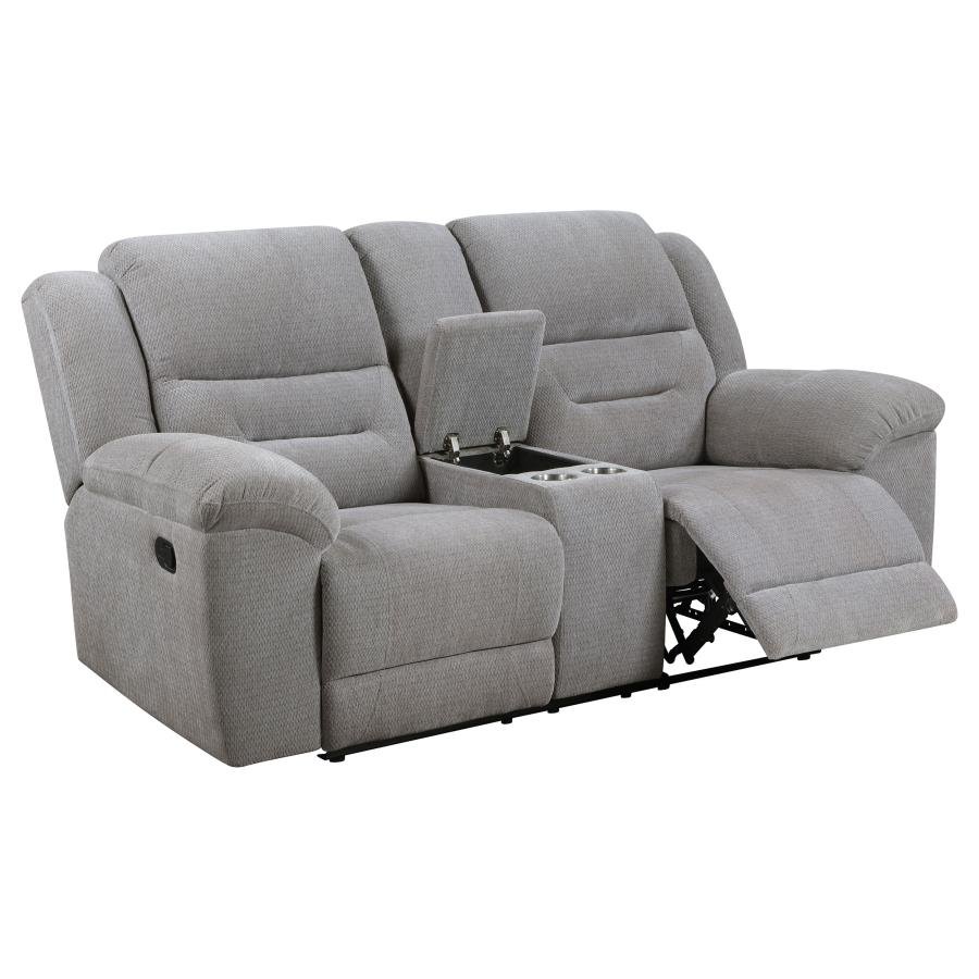 GILSON CHENILLE UPHOLSTERED RECLINING LOVESEAT GREY