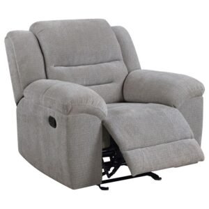 GILSON CHENILLE UPHOLSTERED GLIDER RECLINER CHAIR GREY