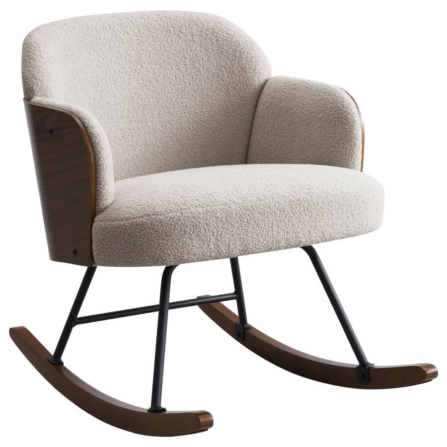 PAIGE BOUCLE UPHOLSTERED MID BACK ROCKING CHAIR BEIGE
