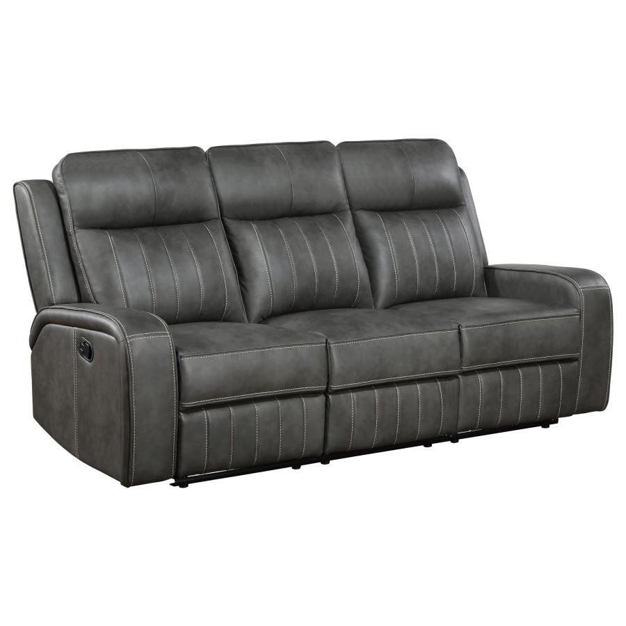 RAELYNN UPHOLSTERED TRACK ARM MOTION SOFA GREY