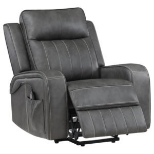 RAELYNN UPHOLSTERED POWER LIFT RECLINER CHAIR GREY