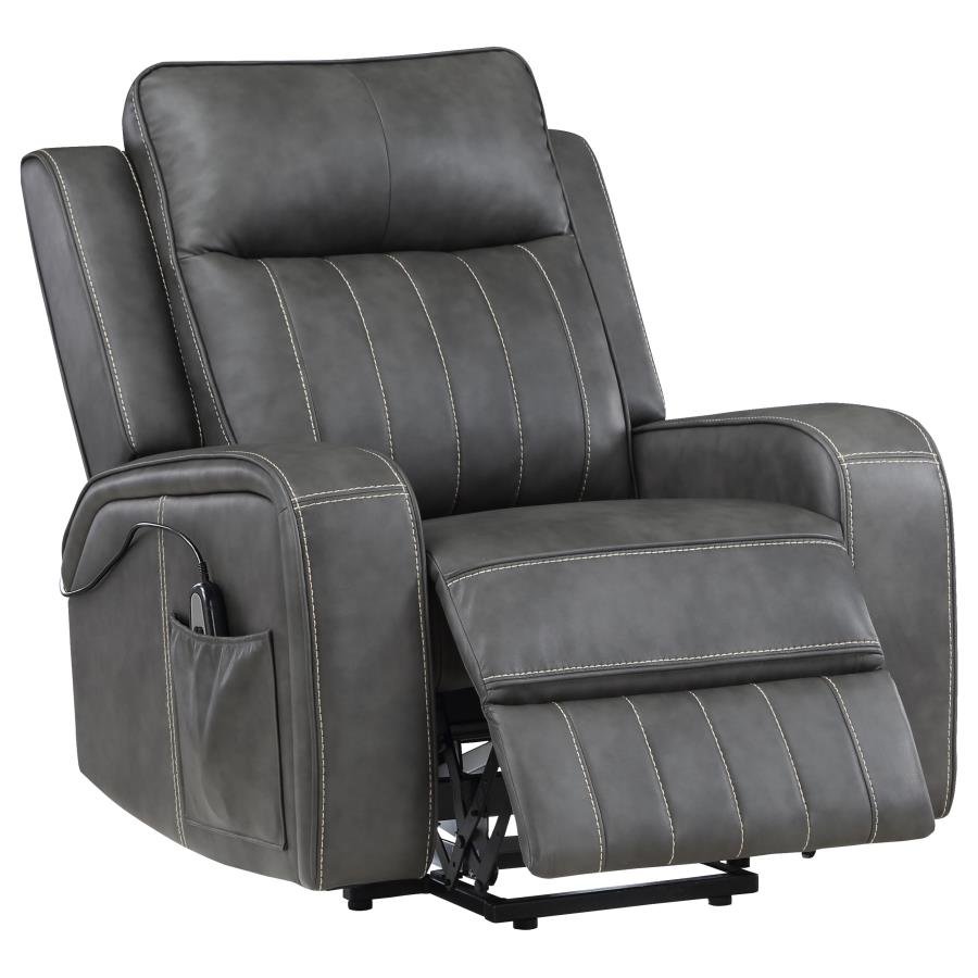 RAELYNN UPHOLSTERED POWER LIFT RECLINER CHAIR GREY