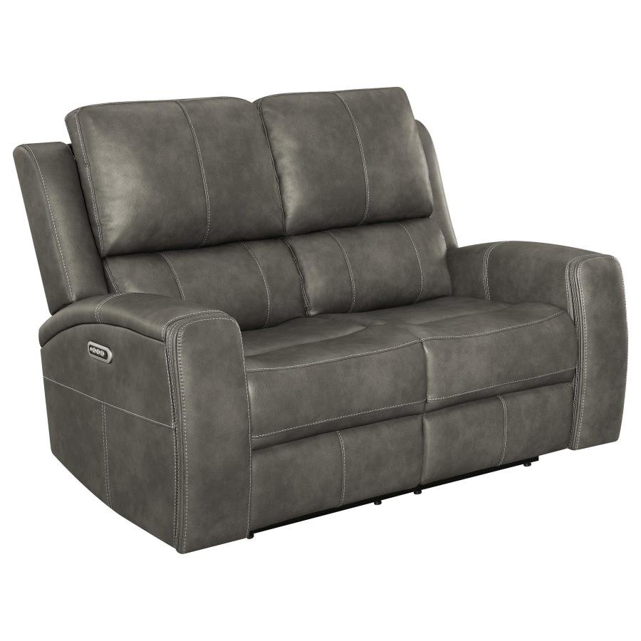 BRICKSTON 3-PIECE TRIPLE POWER RECLINING SOFA SET CHARCOAL - Image 5