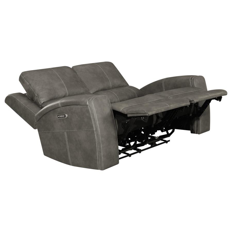 BRICKSTON 3-PIECE TRIPLE POWER RECLINING SOFA SET CHARCOAL - Image 6