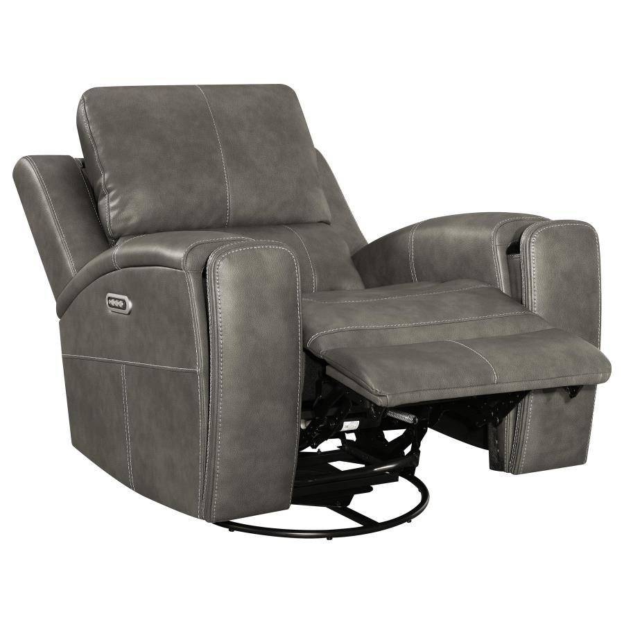 BRICKSTON 3-PIECE TRIPLE POWER RECLINING SOFA SET CHARCOAL - Image 8