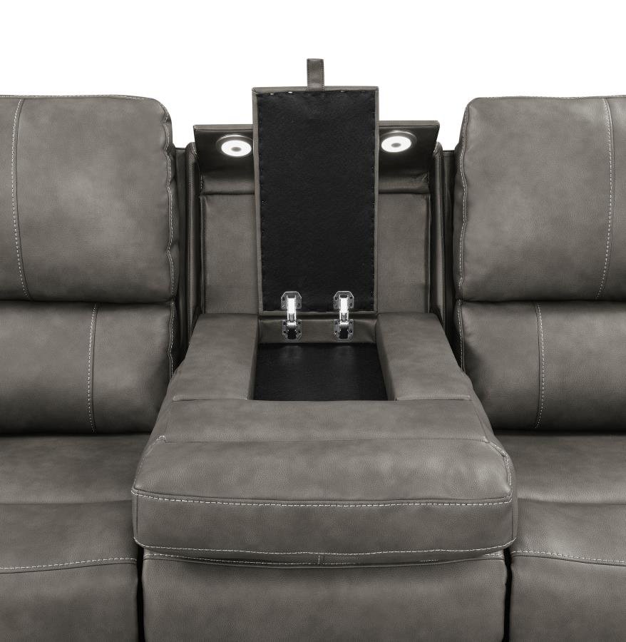 BRICKSTON 3-PIECE TRIPLE POWER RECLINING SOFA SET CHARCOAL - Image 10