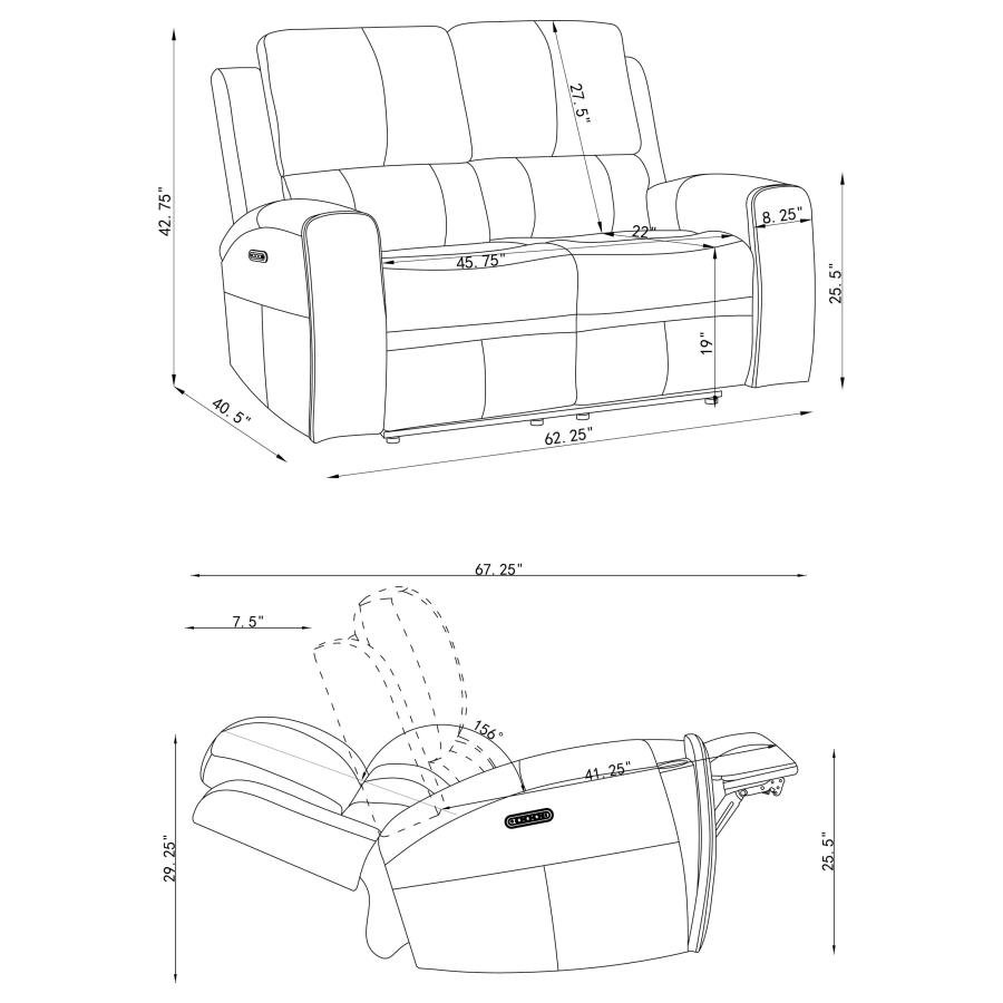 BRICKSTON 3-PIECE TRIPLE POWER RECLINING SOFA SET CHARCOAL - Image 16