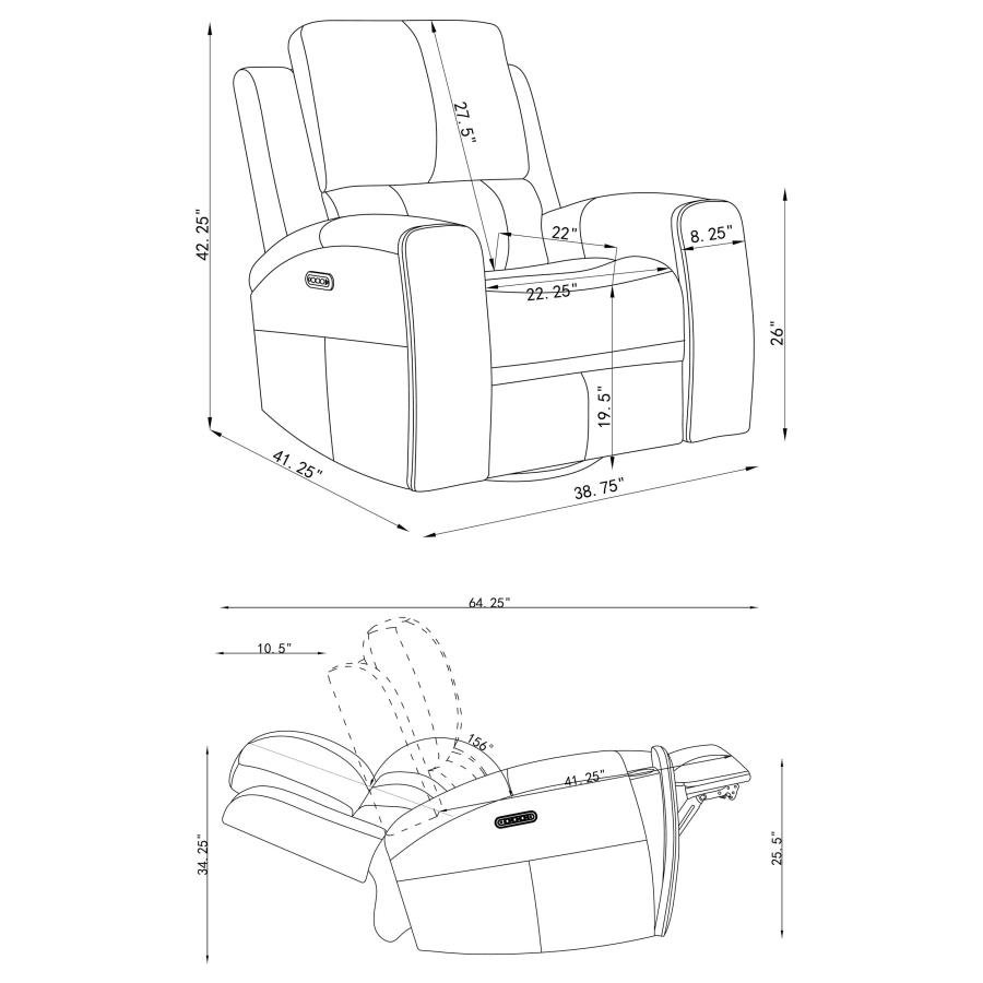 BRICKSTON 3-PIECE TRIPLE POWER RECLINING SOFA SET CHARCOAL - Image 17