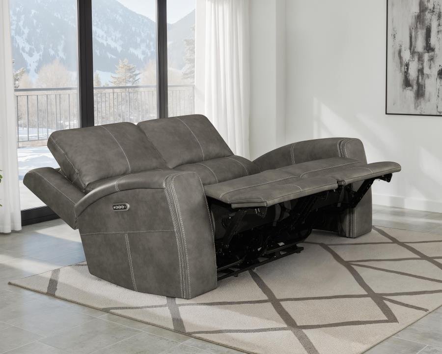 BRICKSTON TRIPLE POWER RECLINING LOVESEAT CHARCOAL