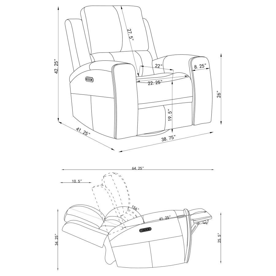 BRICKSTON TRIPLE POWER SWIVEL GLIDER RECLINER GREY - Image 14