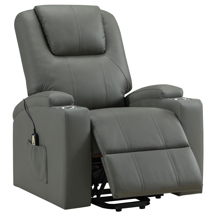 ARMSTRONG UPHOLSTERED POWER LIFT MASSAGE RECLINER GREY