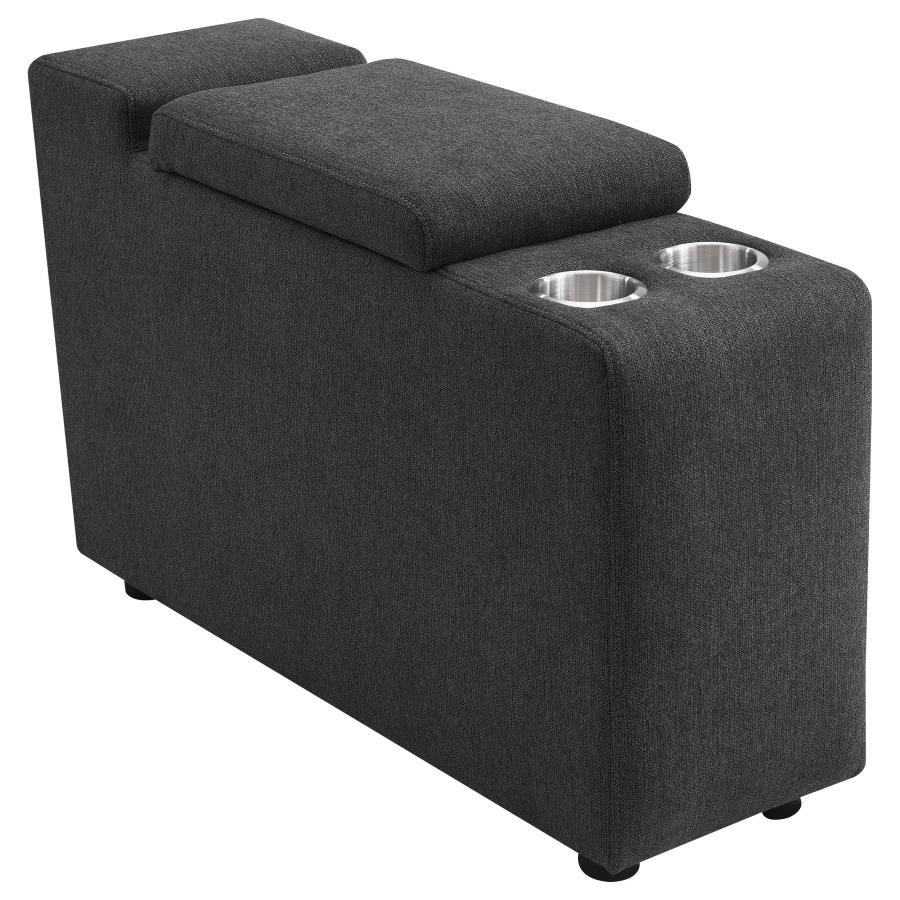 COLLINS UPHOLSTERED MODULAR STORAGE CONSOLE DARK GREY