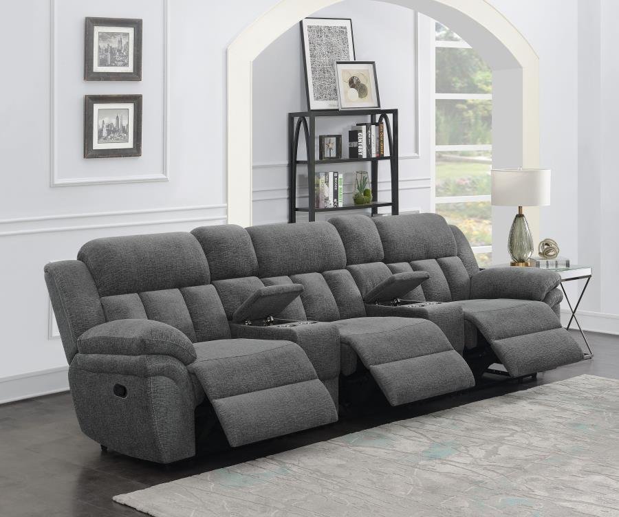 BAHRAIN 5-PIECE UPHOLSTERED HOME THEATER SEATING CHARCOAL - Image 3