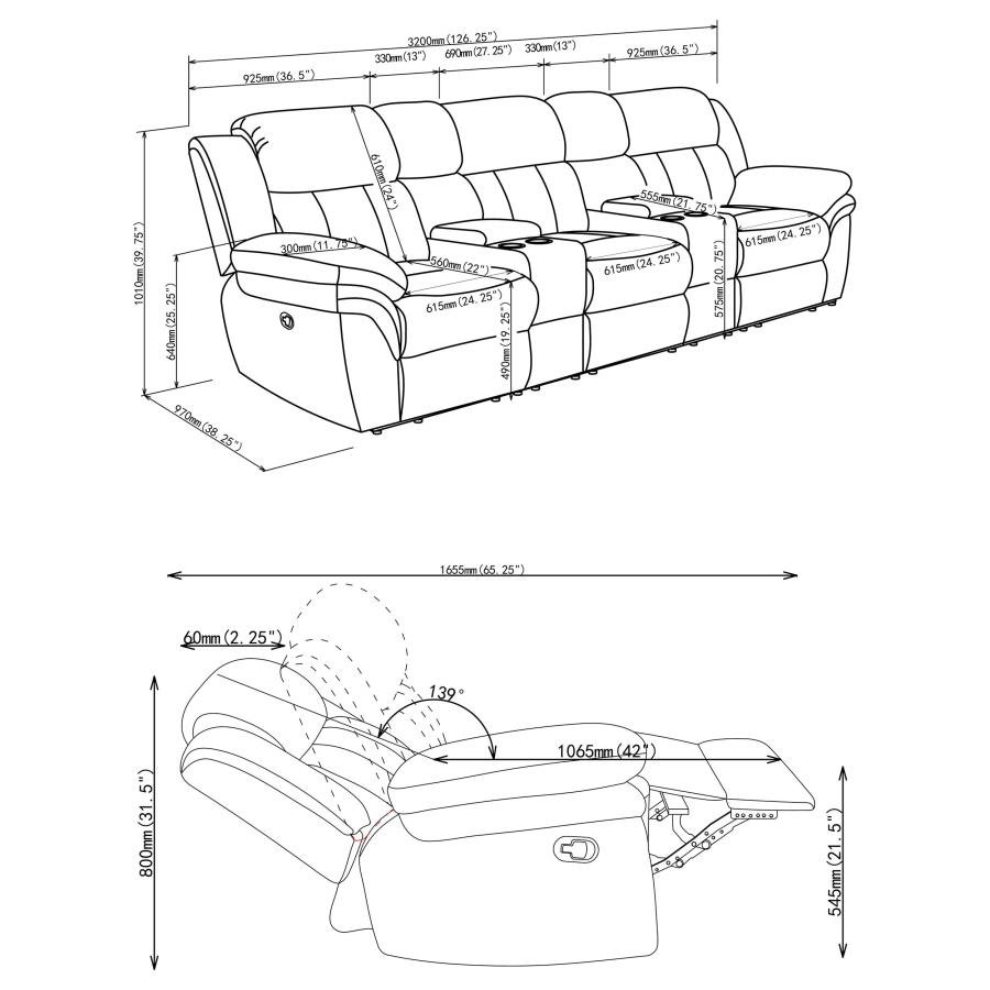 BAHRAIN 5-PIECE UPHOLSTERED HOME THEATER SEATING CHARCOAL - Image 20