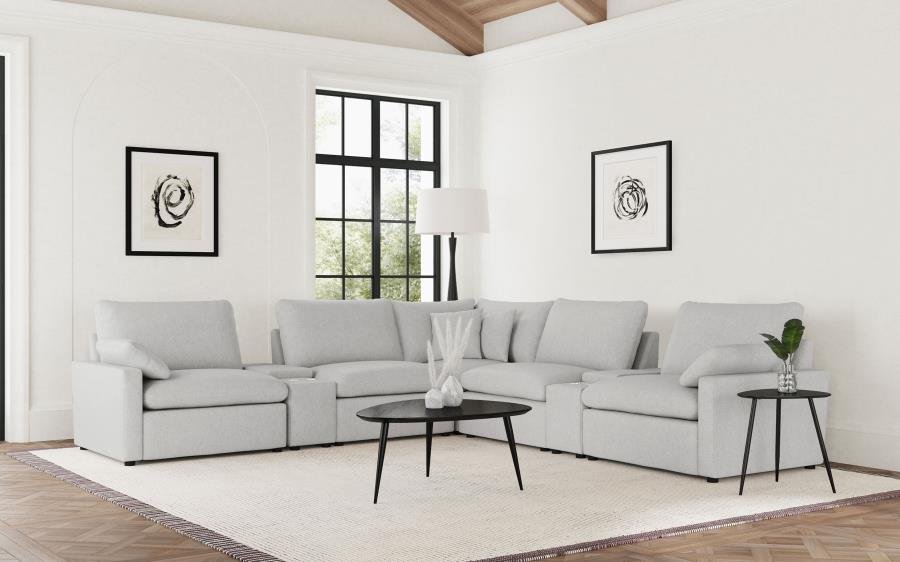 COLLINS 7-PIECE MODULAR POWER RECLINING SECTIONAL GREY