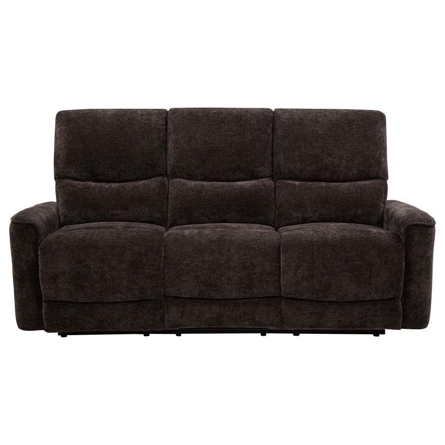 NAVARRO CHENILLE UPHOLSTERED RECLINING SOFA DARK BROWN - Image 6