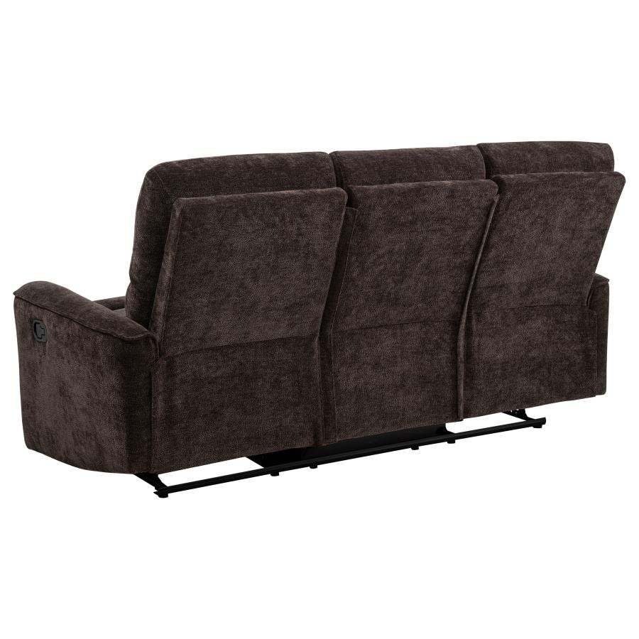 NAVARRO CHENILLE UPHOLSTERED RECLINING SOFA DARK BROWN - Image 7