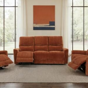 NAVARRO 3-PIECE UPHOLSTERED RECLINING SOFA SET ORANGE