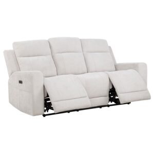 KENNETT CHENILLE UPHOLSTERED POWER RECLINING SOFA IVORY
