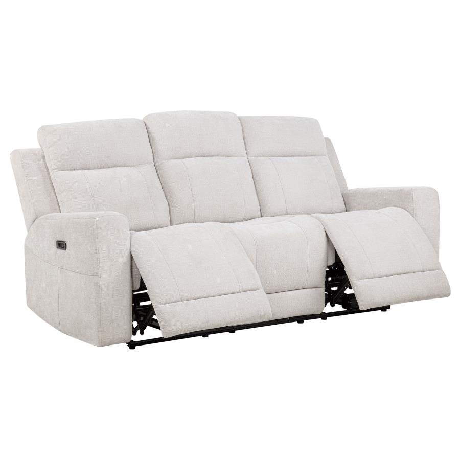 KENNETT CHENILLE UPHOLSTERED POWER RECLINING SOFA IVORY