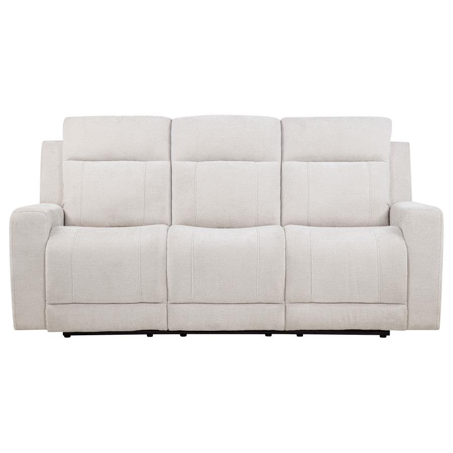KENNETT CHENILLE UPHOLSTERED POWER RECLINING SOFA IVORY - Image 5