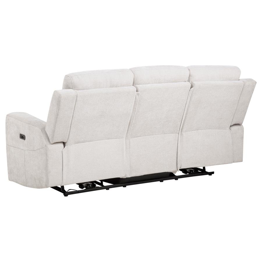 KENNETT CHENILLE UPHOLSTERED POWER RECLINING SOFA IVORY - Image 6