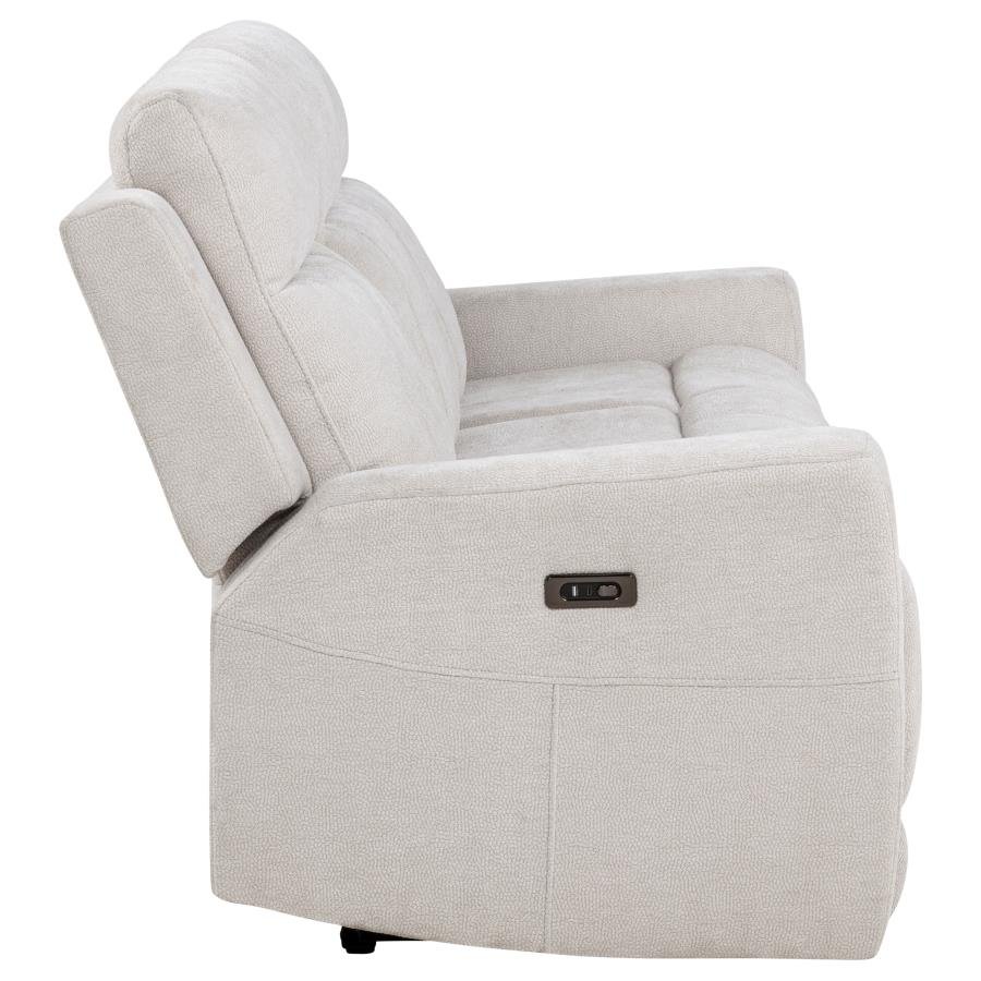 KENNETT CHENILLE UPHOLSTERED POWER RECLINING SOFA IVORY - Image 7