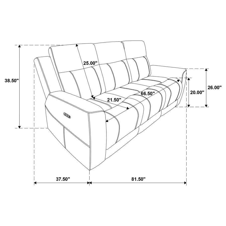 KENNETT CHENILLE UPHOLSTERED POWER RECLINING SOFA IVORY - Image 11