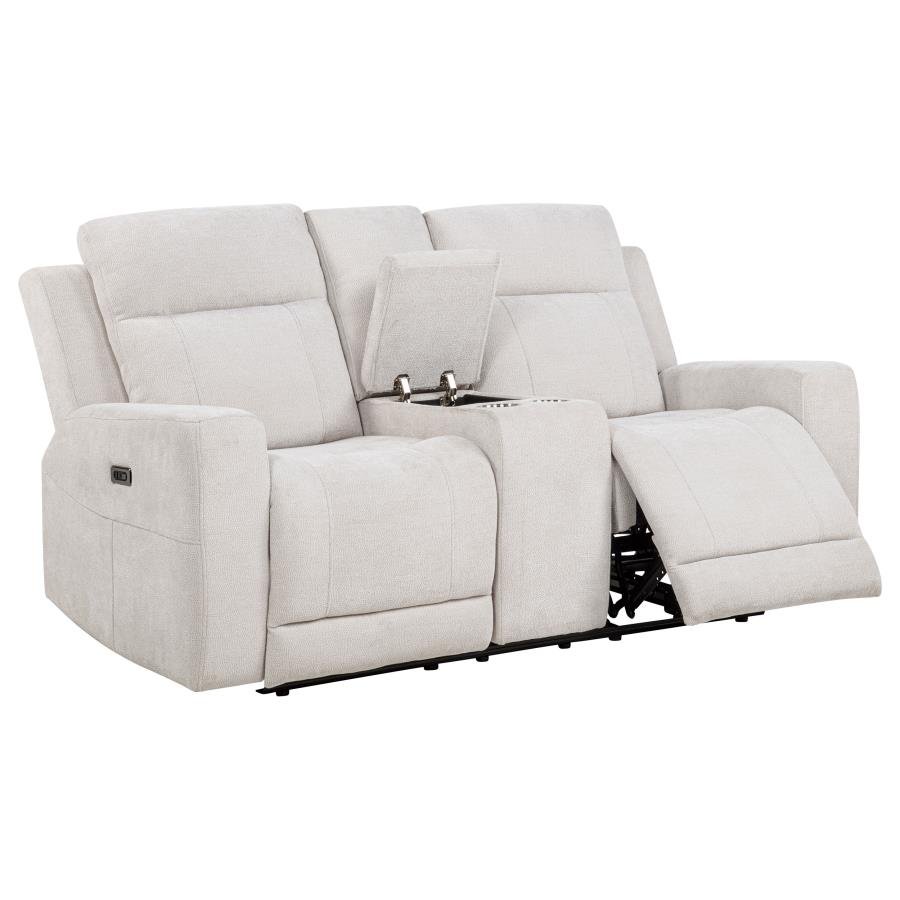KENNETT CHENILLE UPHOLSTERED POWER RECLINING LOVESEAT IVORY