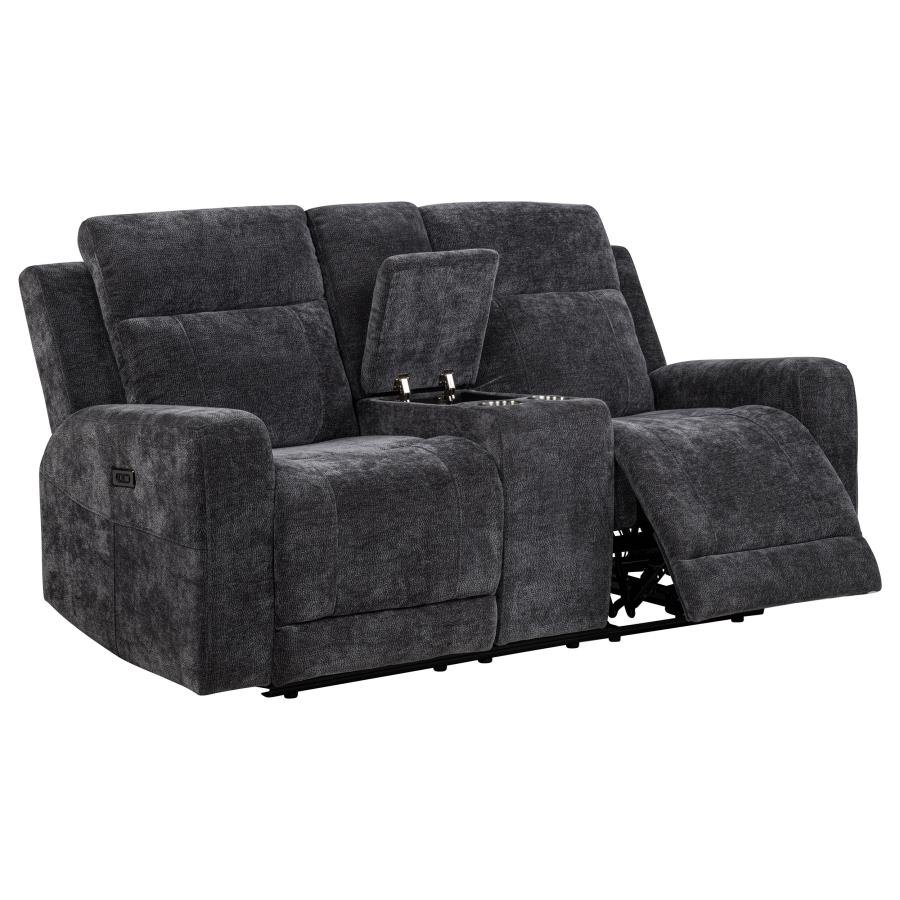 KENNETT CHENILLE UPHOLSTERED POWER RECLINING LOVESEAT GREY
