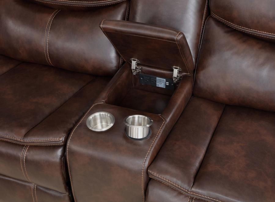 SYCAMORE UPHOLSTERED POWER RECLINING SECTIONAL SOFA BROWN - Image 6