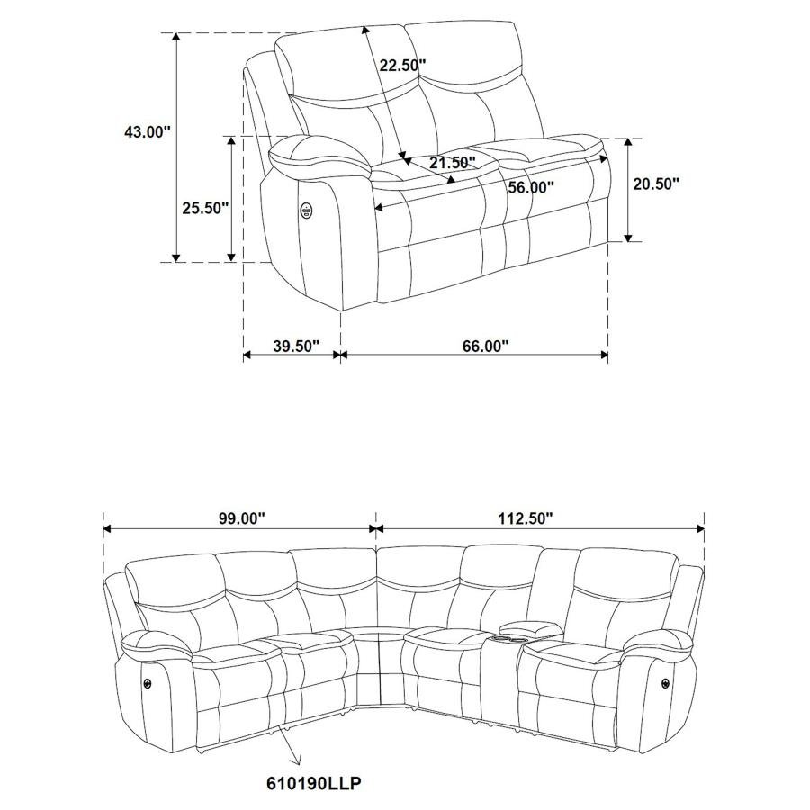 SYCAMORE UPHOLSTERED POWER RECLINING SECTIONAL SOFA BROWN - Image 10