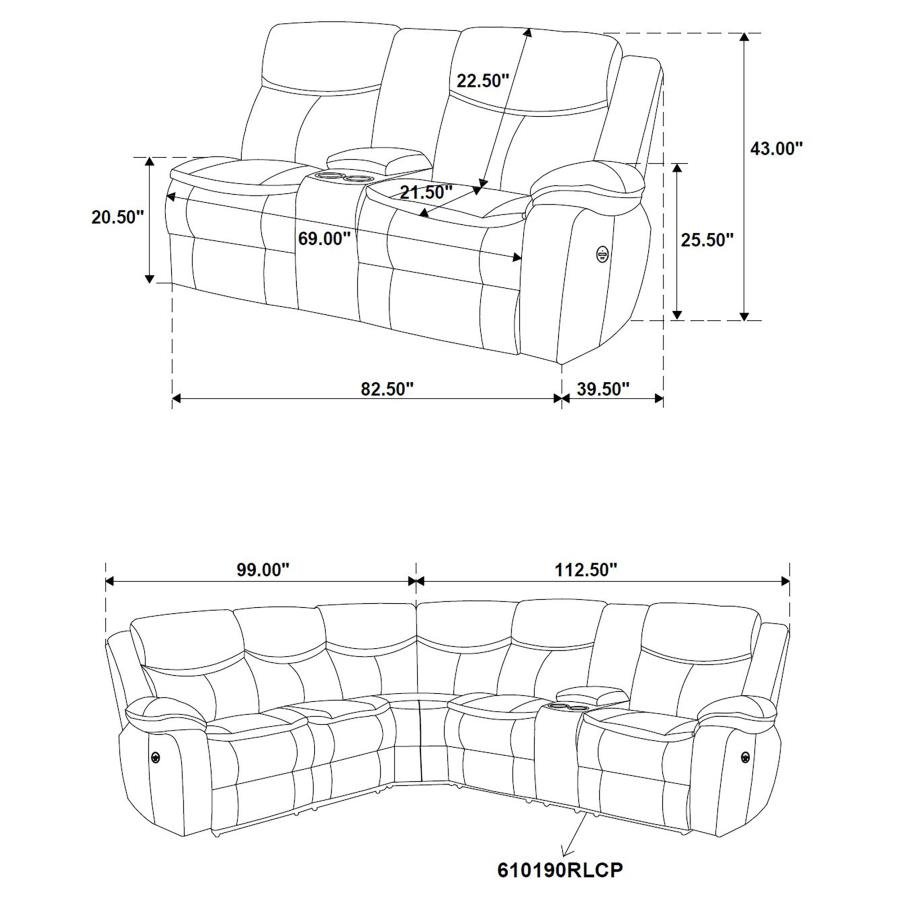 SYCAMORE UPHOLSTERED POWER RECLINING SECTIONAL SOFA BROWN - Image 12