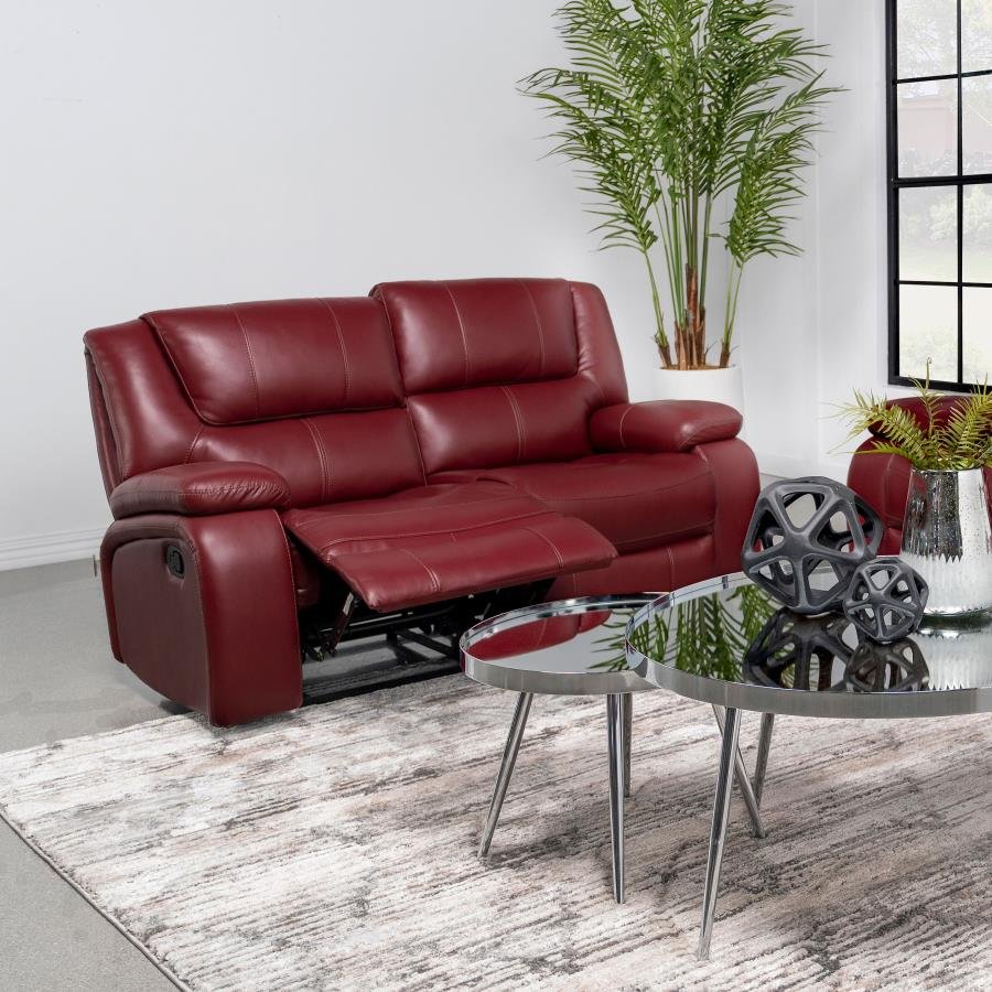 CAMILA UPHOLSTERED MOTION RECLINING LOVESEAT RED - Image 3