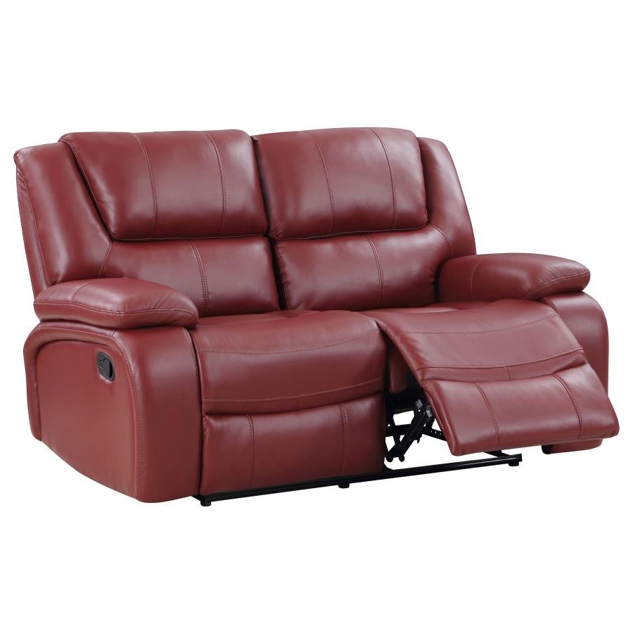 CAMILA UPHOLSTERED MOTION RECLINING LOVESEAT RED - Image 4