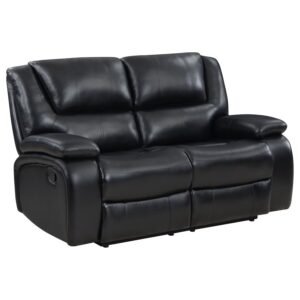 CAMILA UPHOLSTERED MOTION RECLINING LOVESEAT BLACK