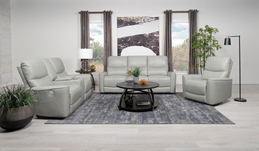 GREENFIELD UPHOLSTERED POWER RECLINING SOFA DOVE GREY - Image 11