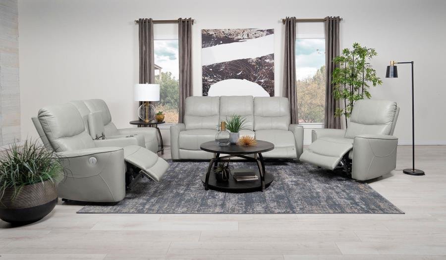 GREENFIELD UPHOLSTERED POWER RECLINING SOFA DOVE GREY - Image 12