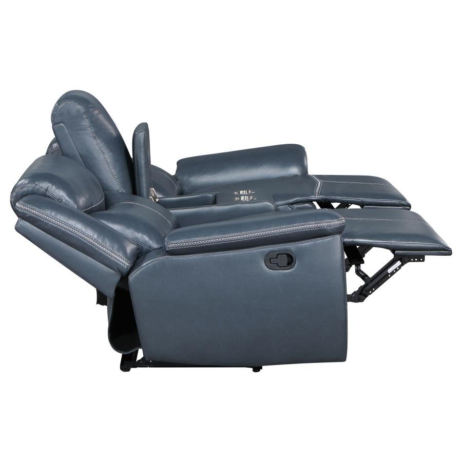SLOANE 3-PIECE UPHOLSTERED RECLINING SOFA SET BLUE - Image 8