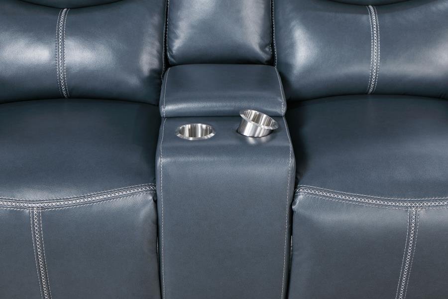 SLOANE 3-PIECE UPHOLSTERED RECLINING SOFA SET BLUE - Image 15
