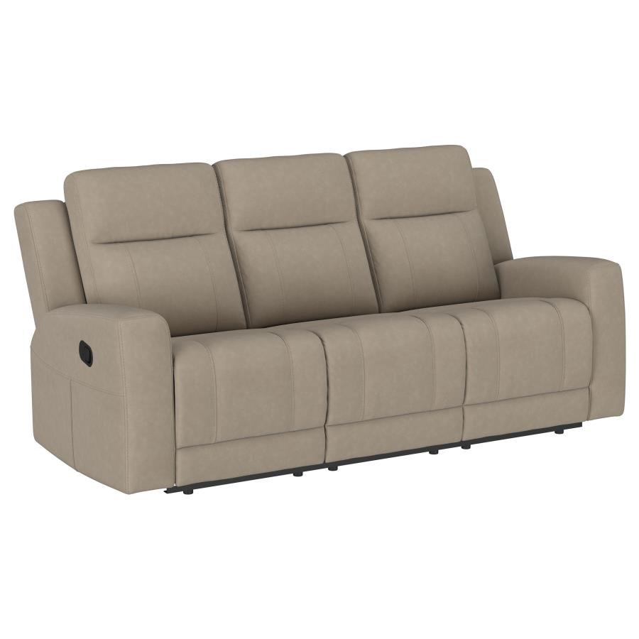 BRENTWOOD UPHOLSTERED MOTION RECLINING SOFA TAUPE