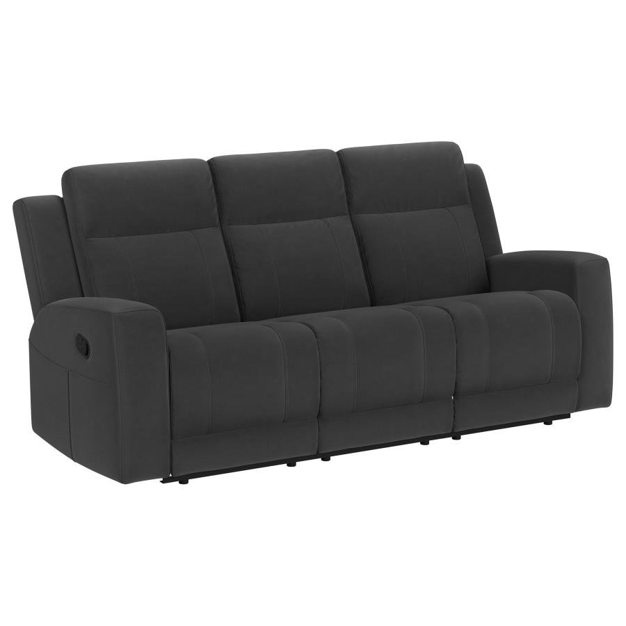 BRENTWOOD UPHOLSTERED MOTION RECLINING SOFA DARK CHARCOAL