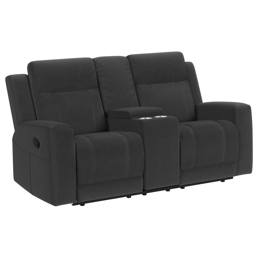 BRENTWOOD UPHOLSTERED RECLINING LOVESEAT DARK CHARCOAL