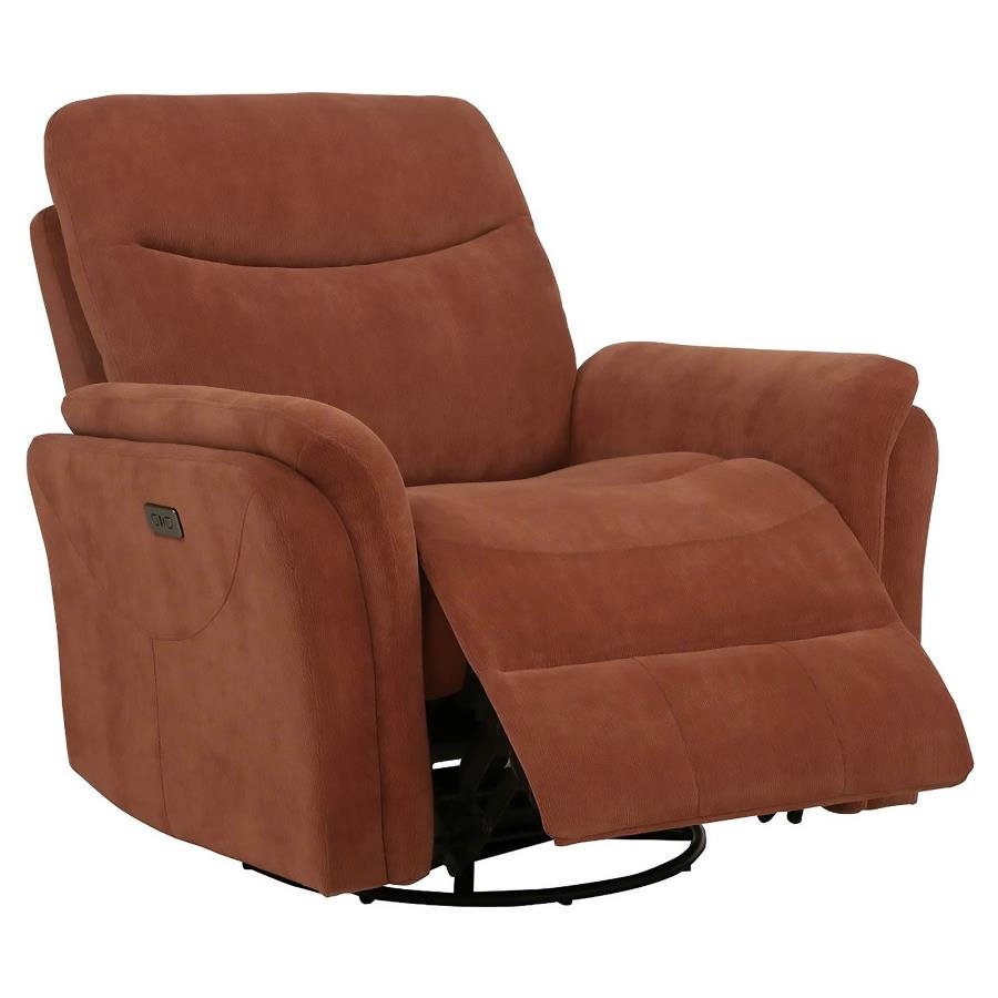 ADLER UPHOLSTERED POWER SWIVEL GLIDER RECLINER RUST