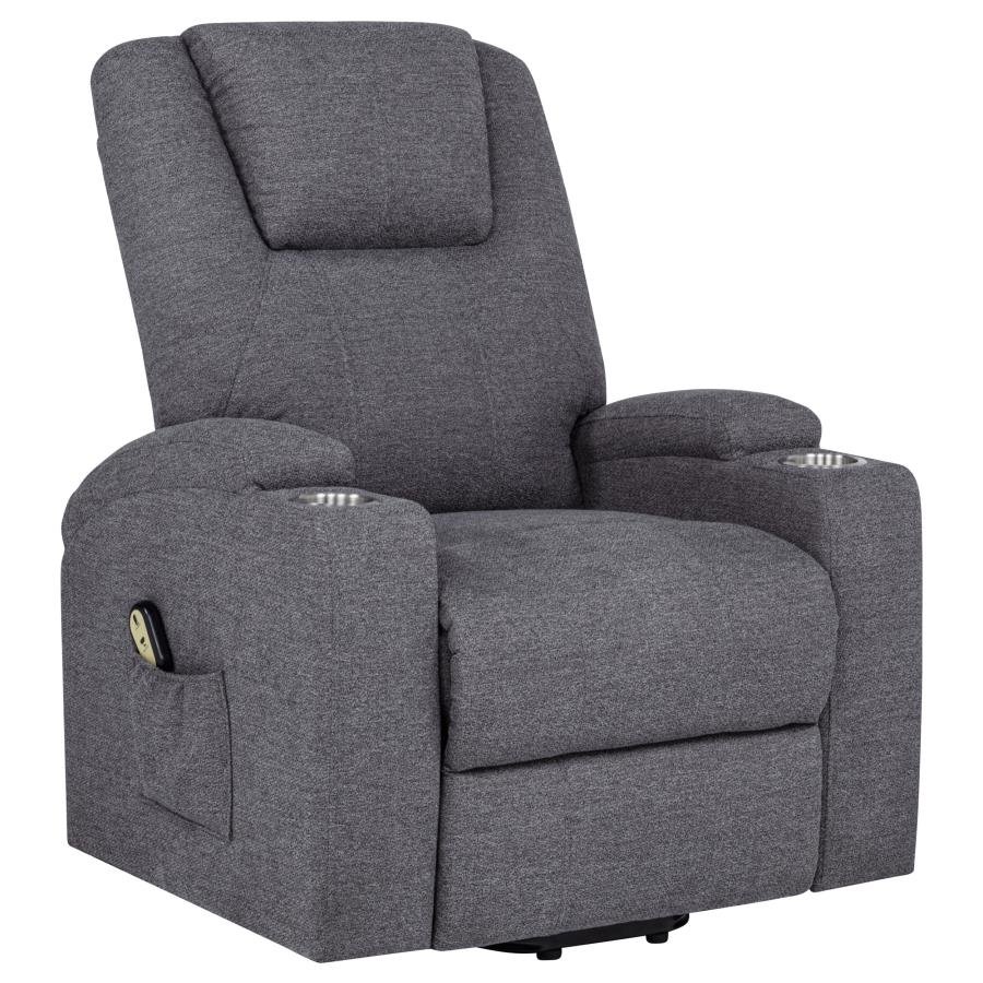 LOUIE CHENILLE UPHOLSTERED POWER LIFT MASSAGE CHAIR GREY