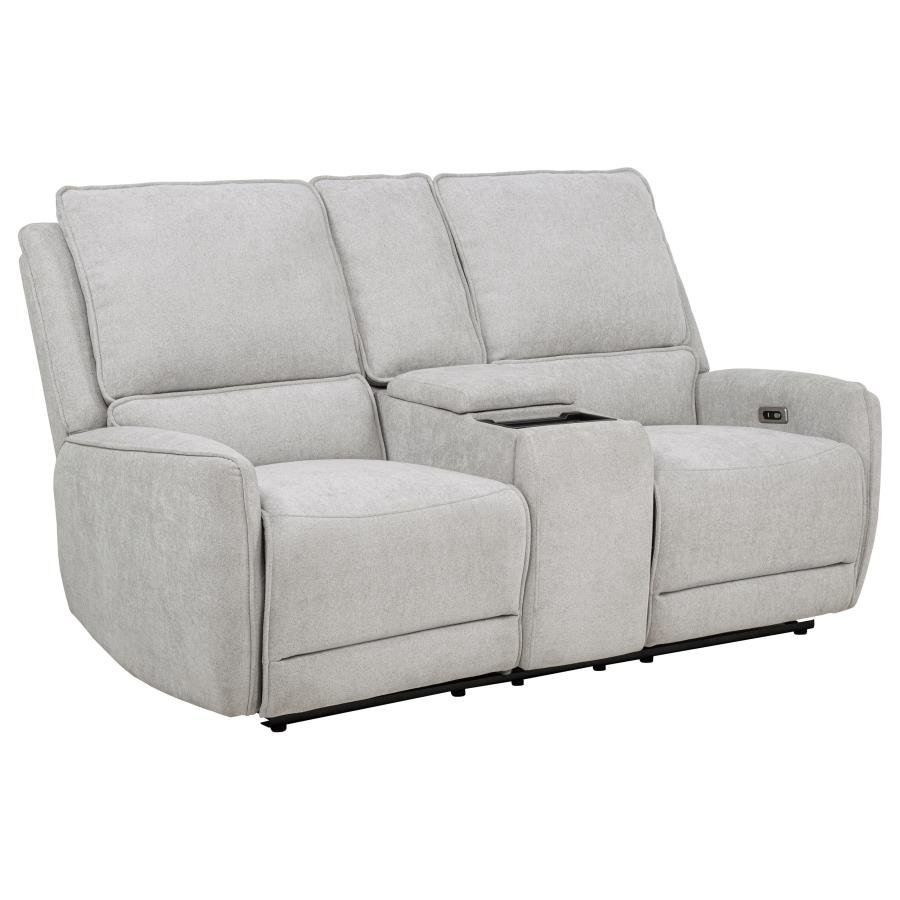SYLMAR CHENILLE UPHOLSTERED POWER RECLINING LOVESEAT DOVE GREY
