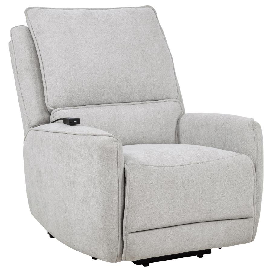 SYLMAR CHENILLE UPHOLSTERED DUAL POWER LIFT RECLINER DOVE GREY