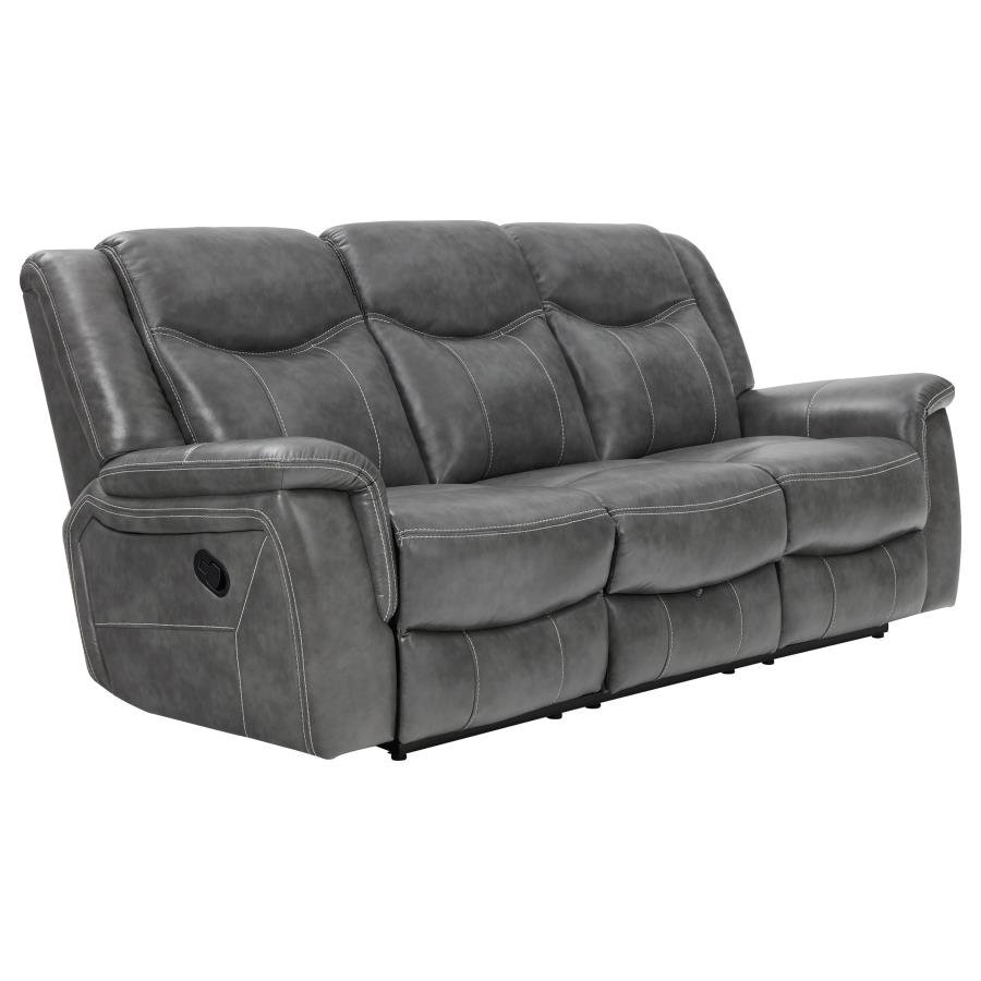 CONRAD UPHOLSTERED PADDED ARM MOTION SOFA GREY