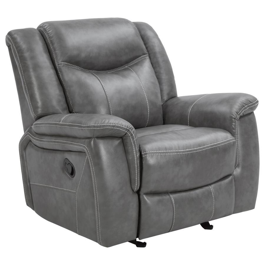 CONRAD UPHOLSTERED PADDED ARM GLIDER RECLINER GREY