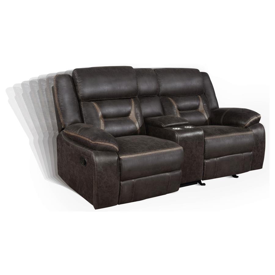 GREER 3-PIECE UPHOLSTERED RECLINING SOFA SET BROWN - Image 5